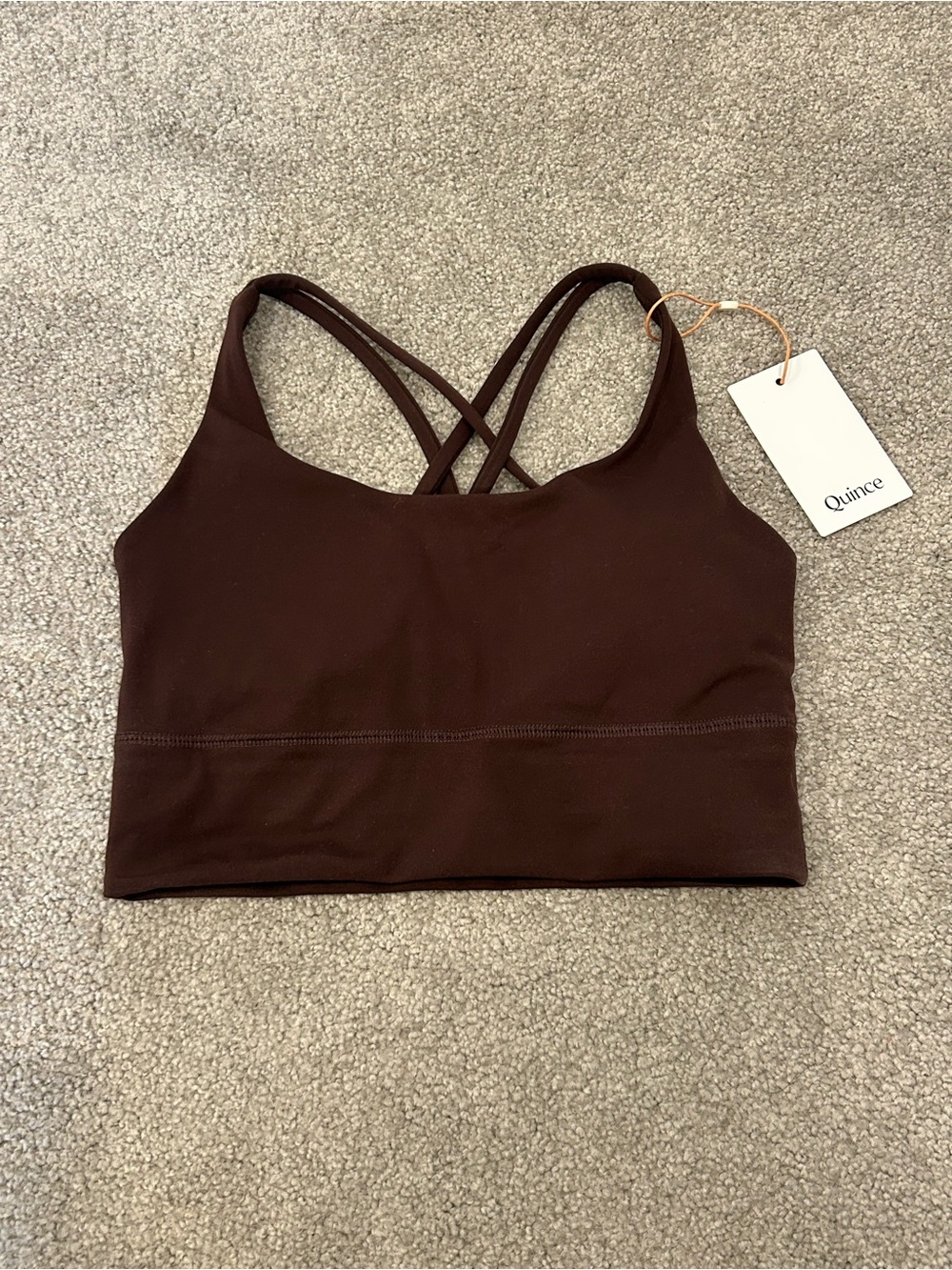 Quince Women's Power-Up Long Line Strappy Sports Bra Espresso